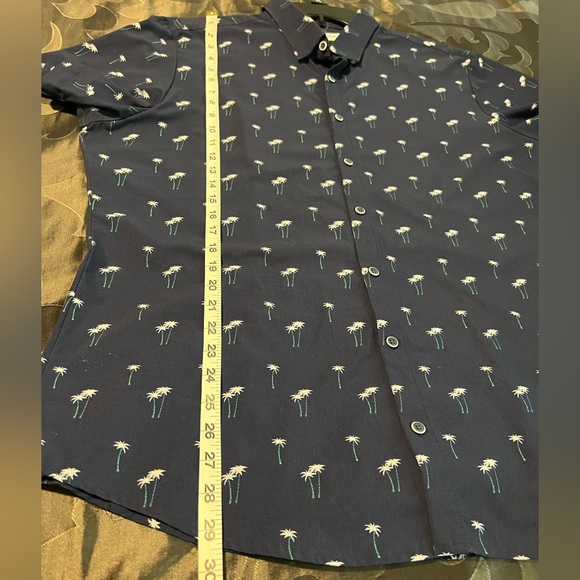 Mizzen+Main Performance Navy Short-Sleeve Button-Up Palm Tree Print Men’s XL - Picture 4 of 10